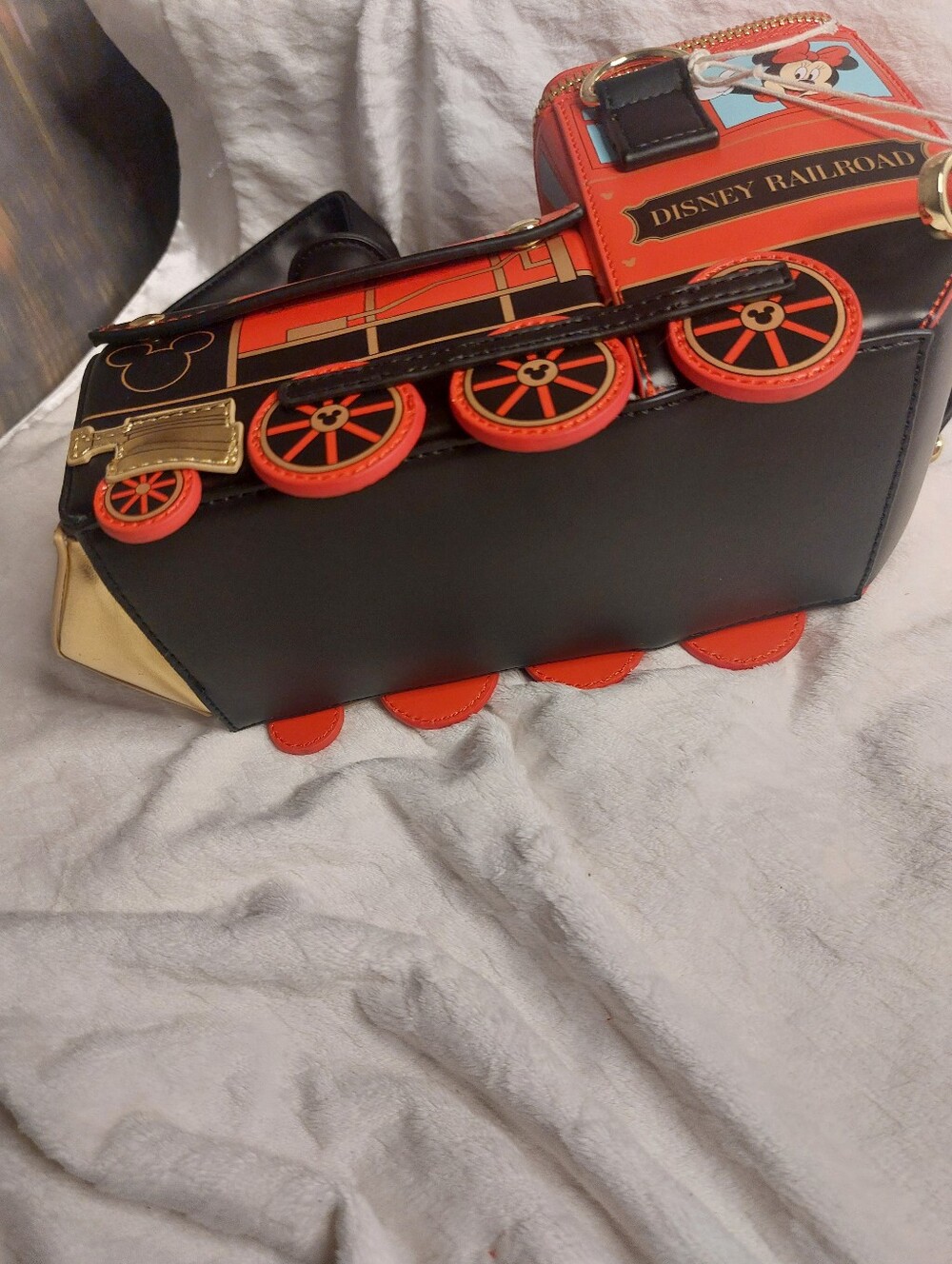 Disney Parks Loungefly Railroad Train Mickey Minnie Mouse Crossbody Bag NWT 2026 - Picture 8 of 9